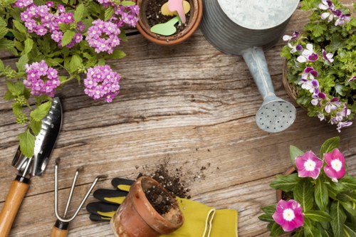 Gardener preparing tools at the start of a workday
