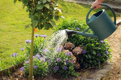 Inspector reviewing garden work and records